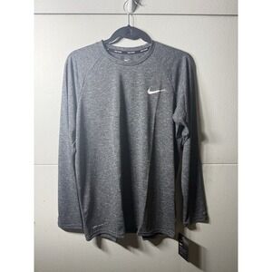 NWT Nike Men's Medium Hydroguard Swim Shirt Long Sleeve UPF 40+ Heather Gray